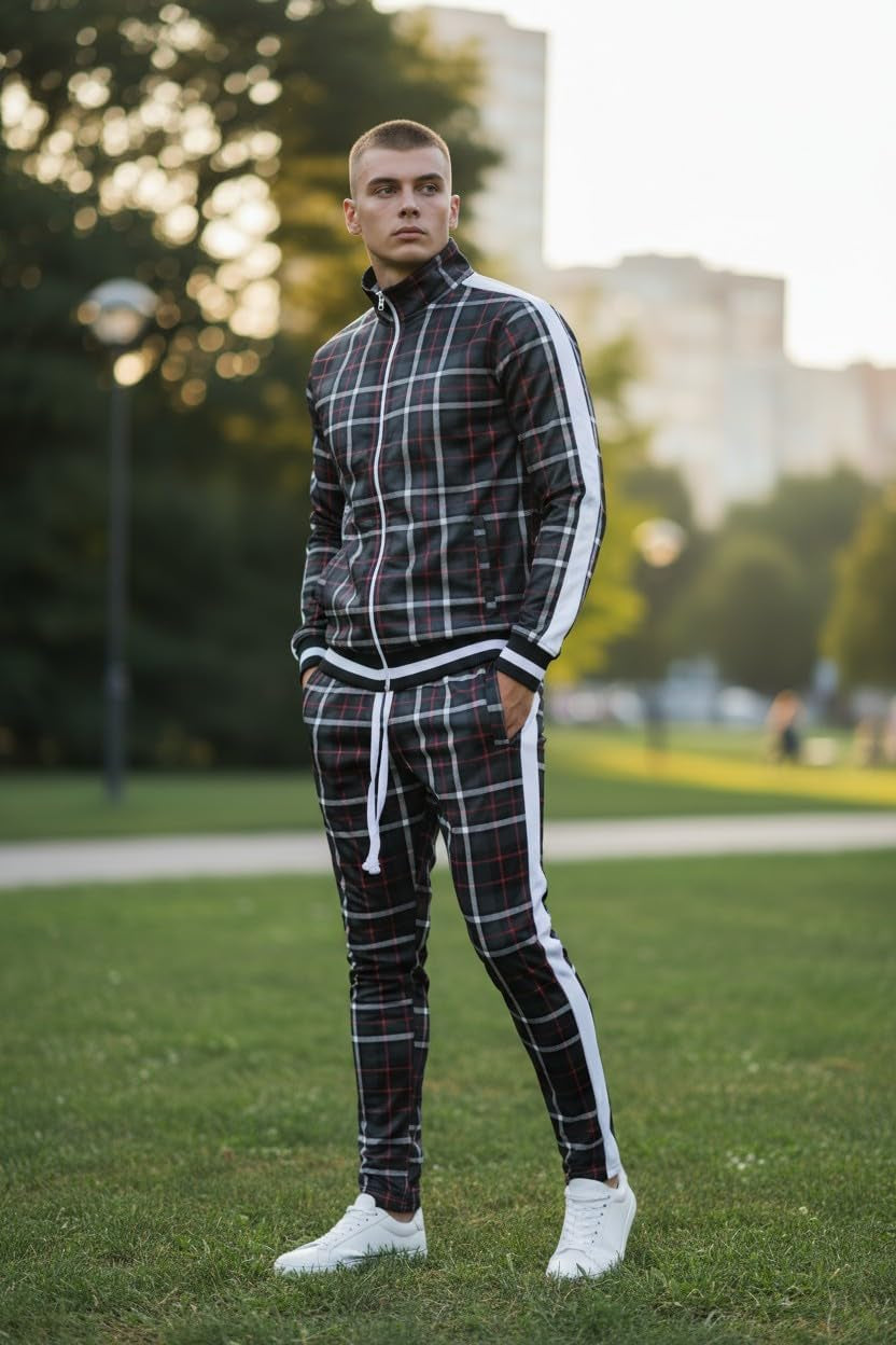 Mens Urban Hip Hop Premium Track Jacket - Slim Fit Side Taping Sportswear Urbanwear Streetwear Top